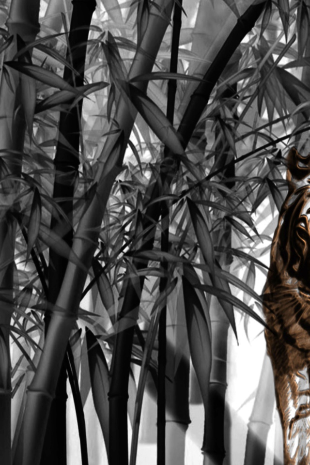 Тигр среди бамбука