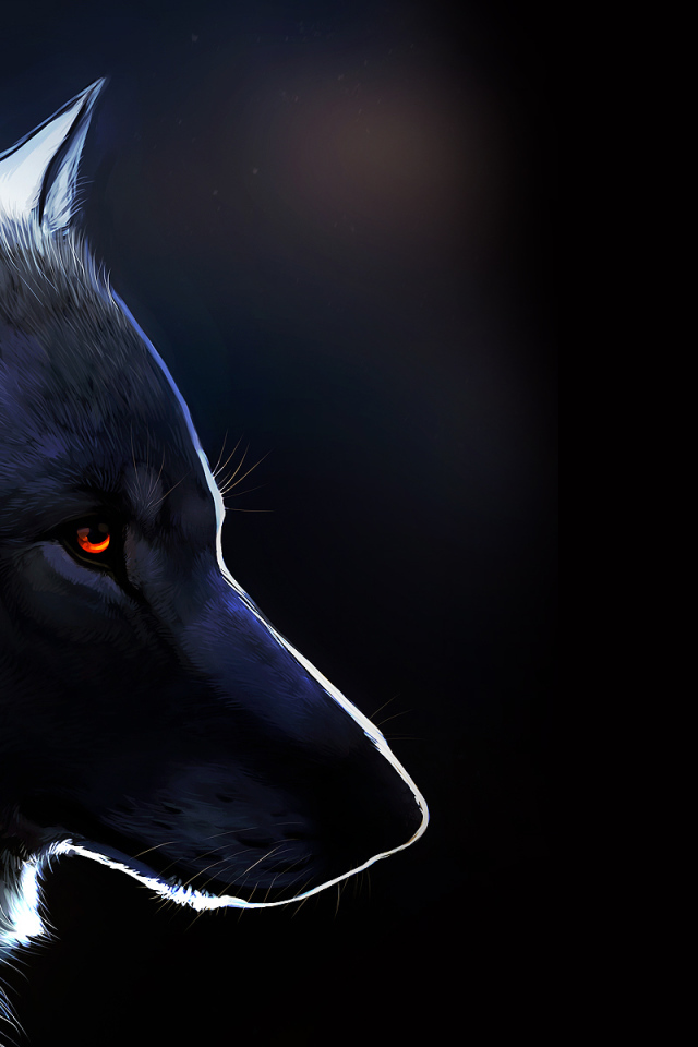 	   Wolf with glowing eyes