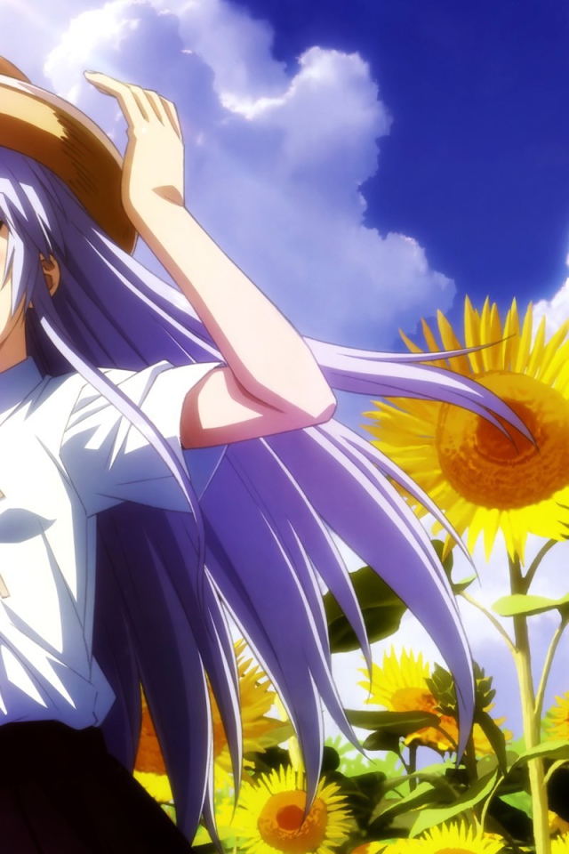 Девушка среди подсолнухов в аниме Ангельские ритмы