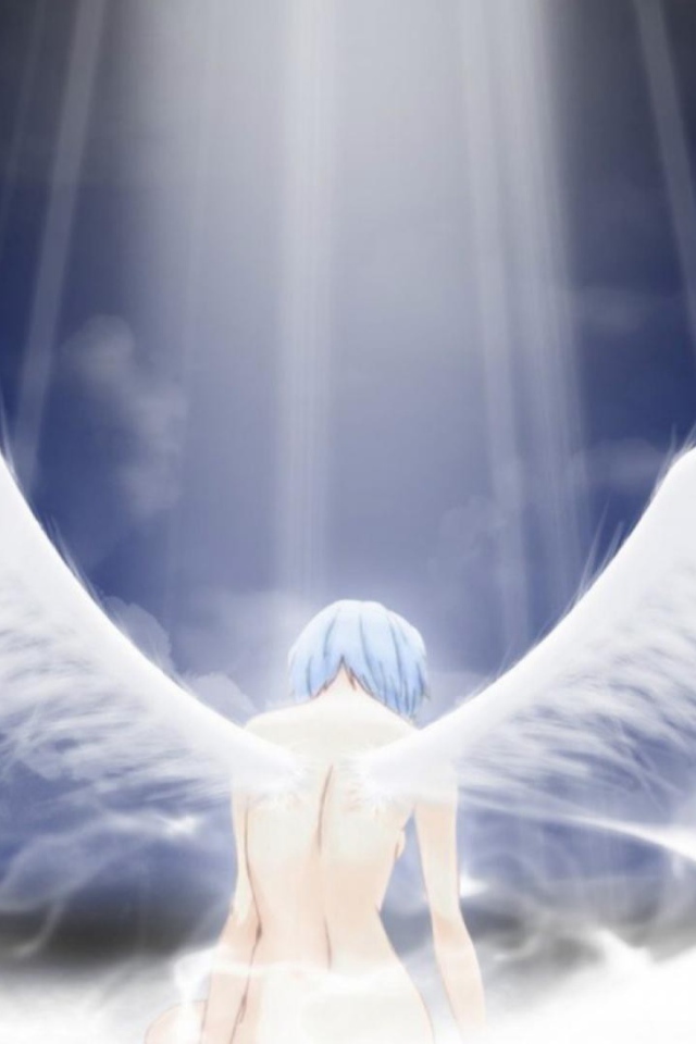 Ангел аниме в лучах света
