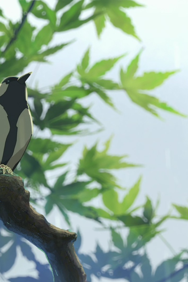 Птица в аниме Сад изящных слов