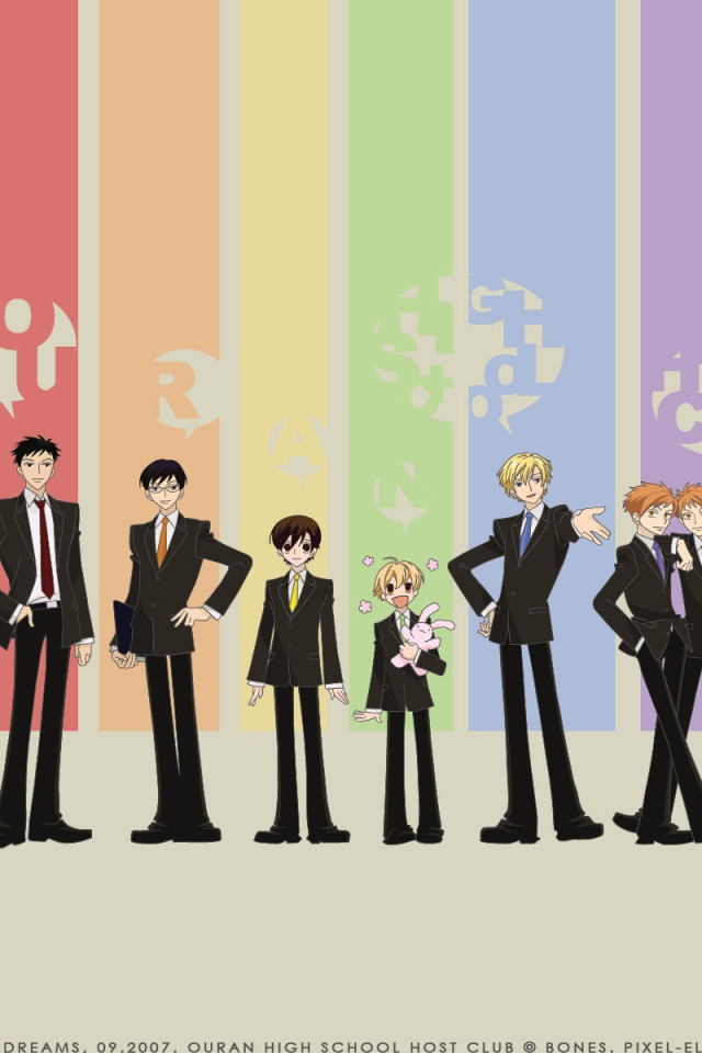 Парни аниме на фоне радуги