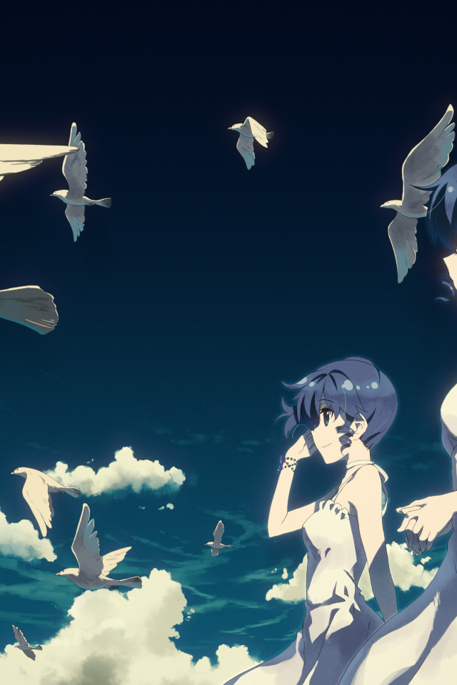 Персонажи аниме DJ Max среди птиц