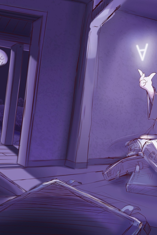 Девочка аниме ловит букву из книги