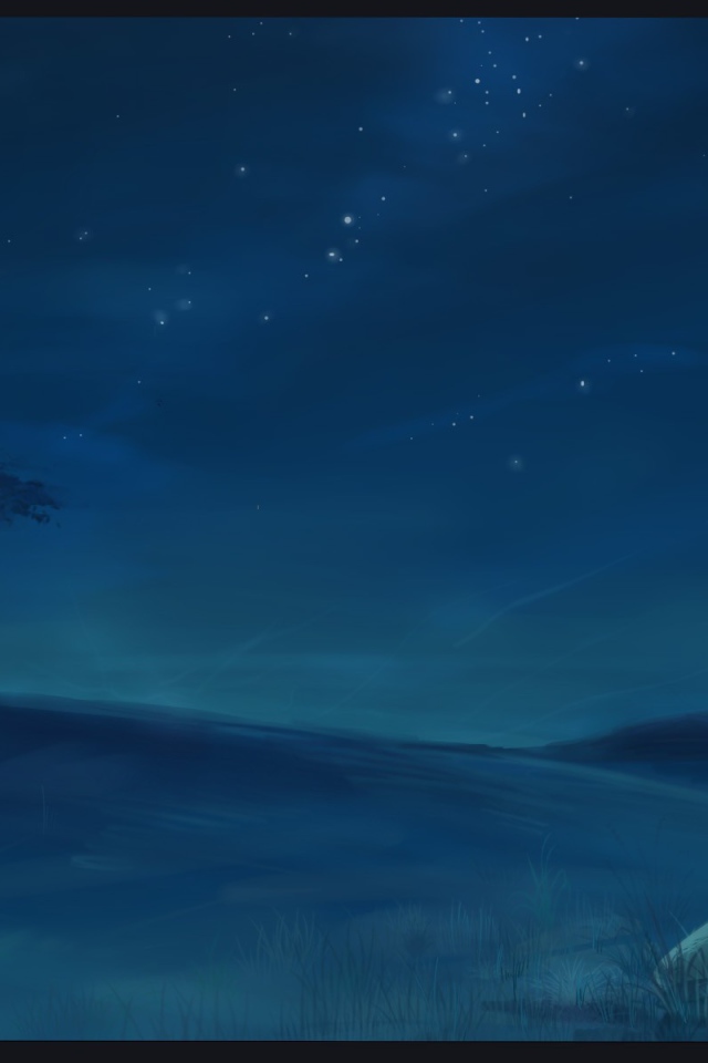 Девушка аниме смотрит на звезды в ночи