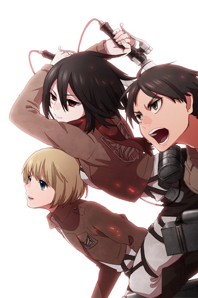 Герои аниме Атака Титанов идут в атаку