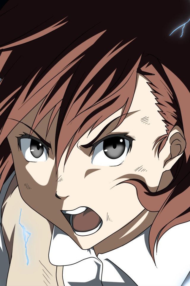 Персонаж аниме Некий научный Рейлган в окружении молний