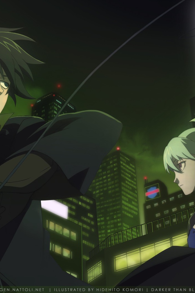 Герои аниме под зеленым небом