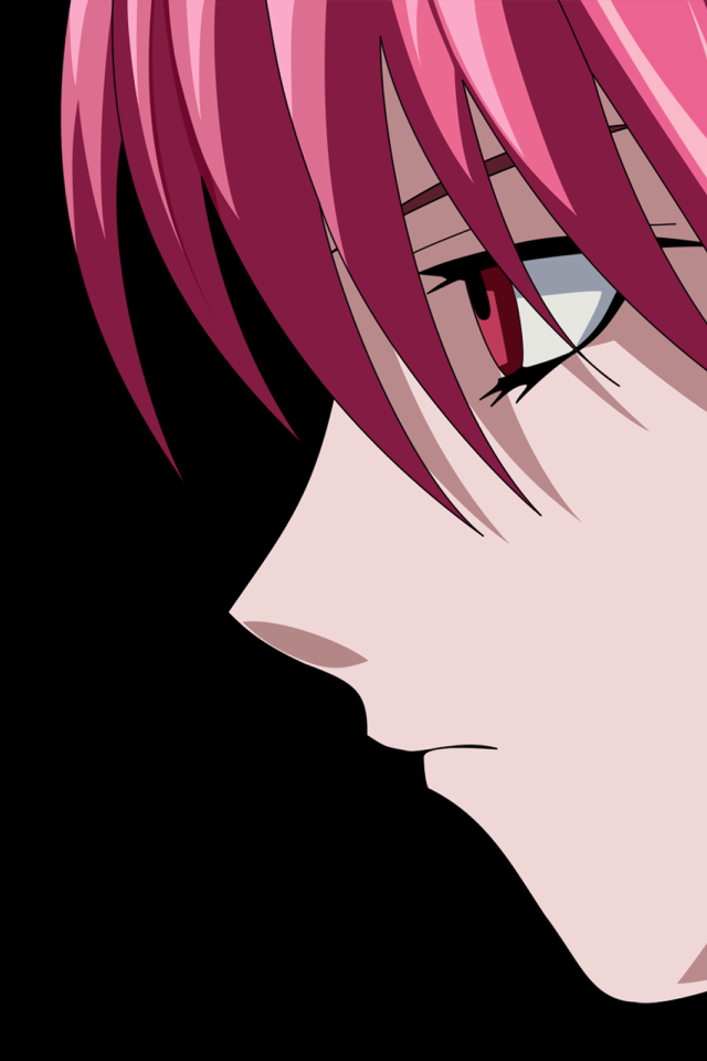 Аниме девушка Люси на черном фоне