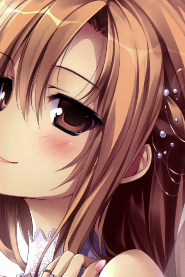 Аниме девушка Yuuki Asuna в свадебной фате