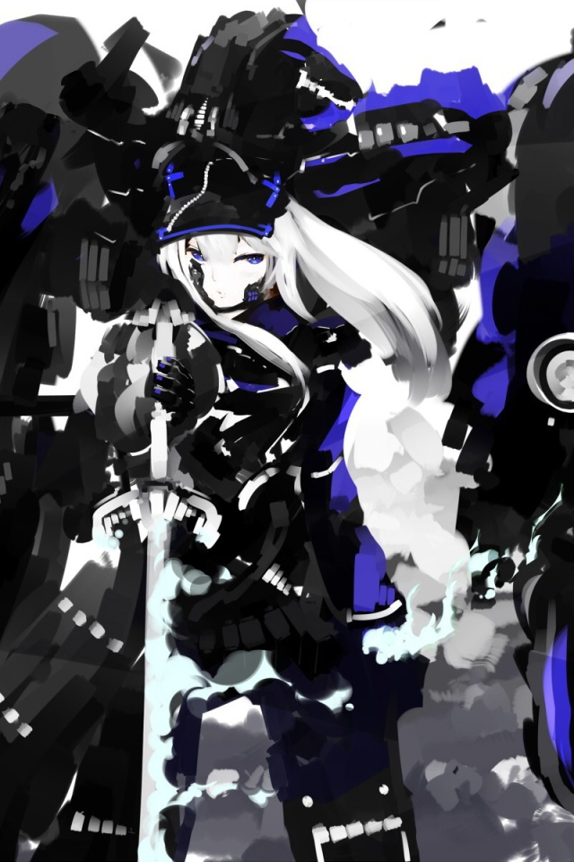 Аниме девушка и синий робот