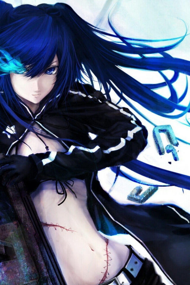 Девушка герой аниме с синими волосами