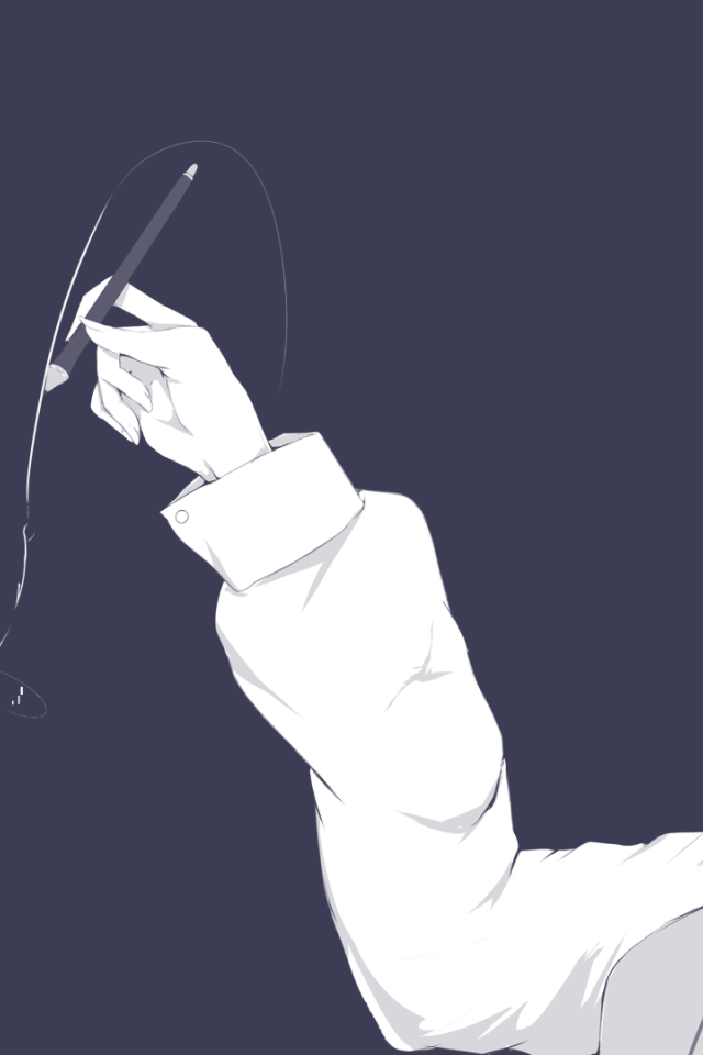 Девушка аниме рисует в воздухе