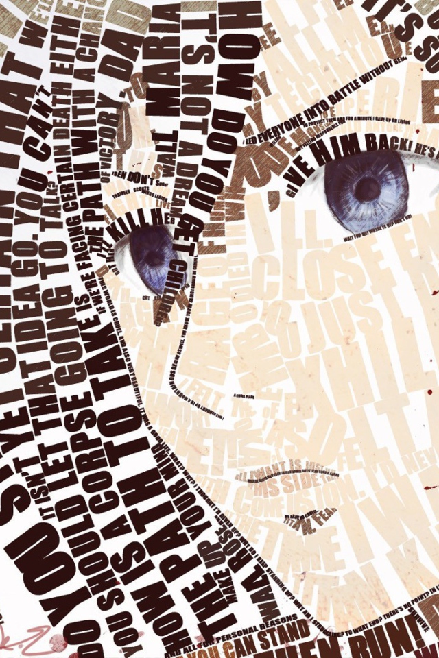 Лицо аниме девушки из букв