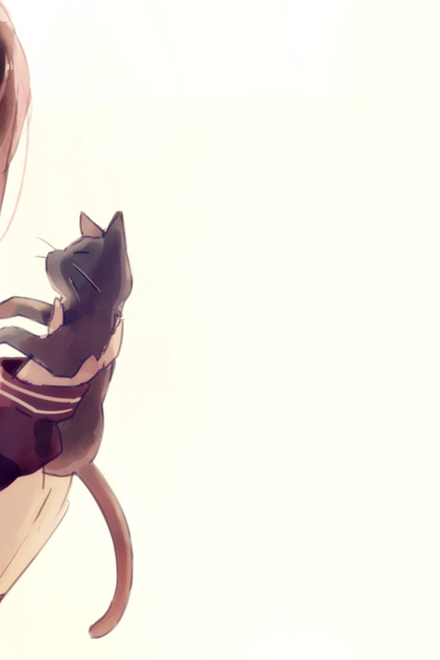 Девушка аниме держит в руке кота, аниме Kagerou Project
