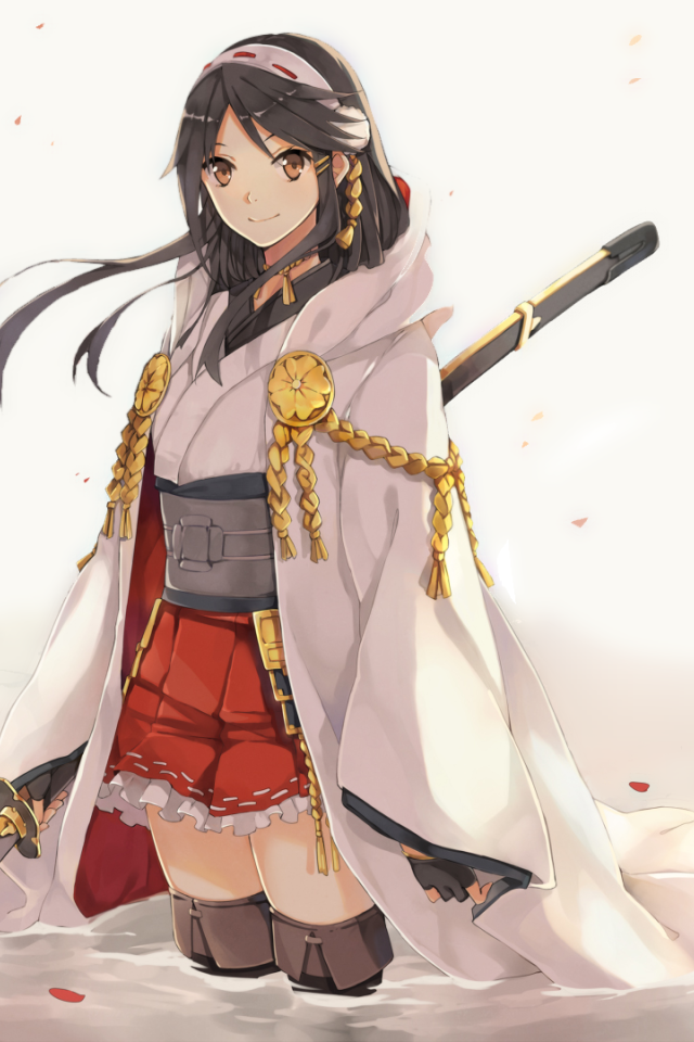 Девушка аниме Харуна в розовой накидке