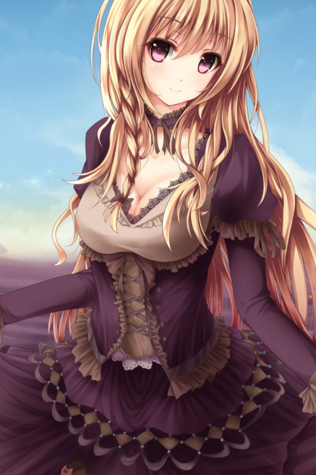 Аниме девушка в шикарном черном платье