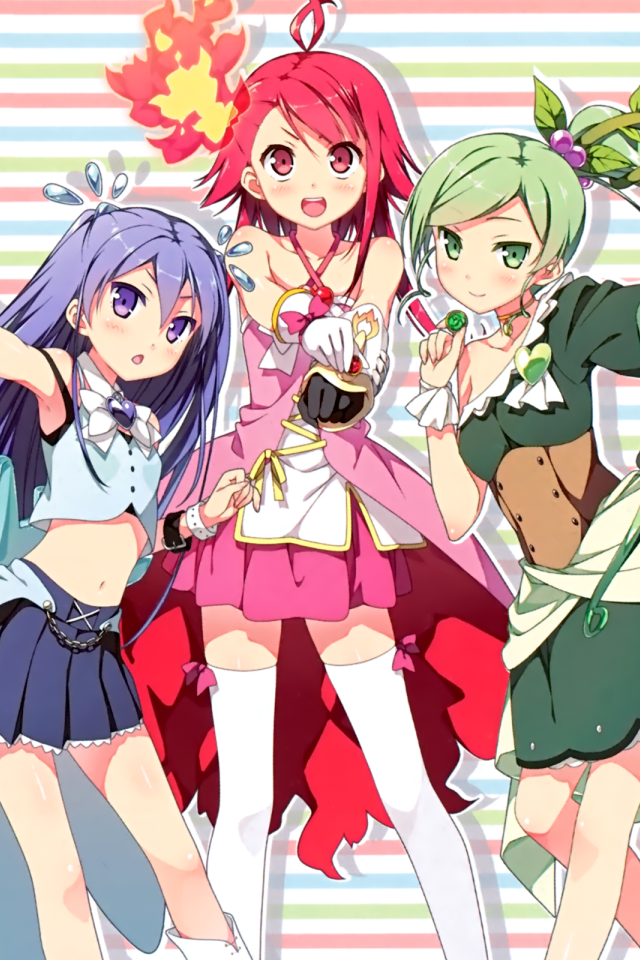 Аниме девушки в одежде разного цвета