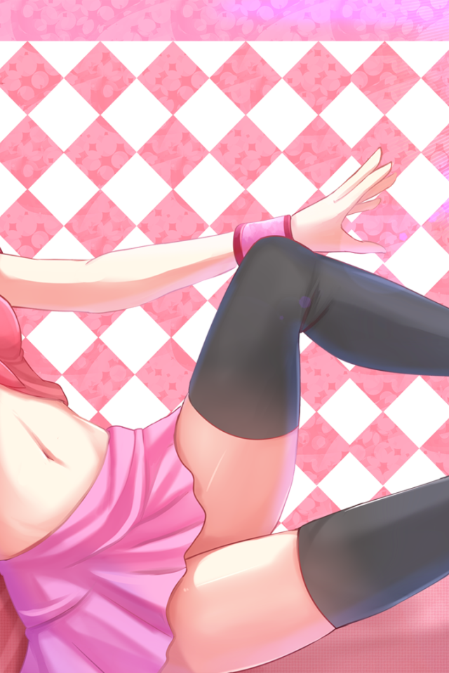 Аниме девушка в розовом окружении