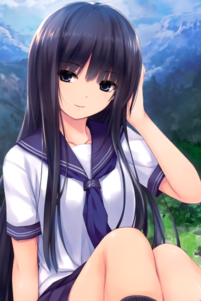 Девушка аниме на фоне гор, Coffee-Kizoku