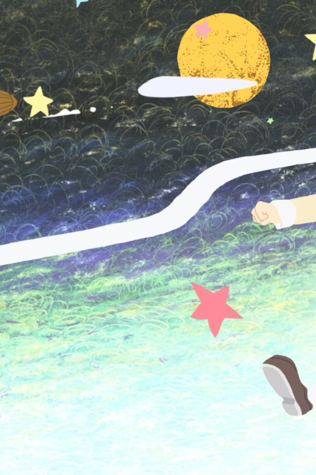 Аниме девушка на детском рисунке