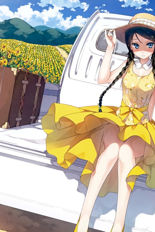 Девушка аниме на ферме