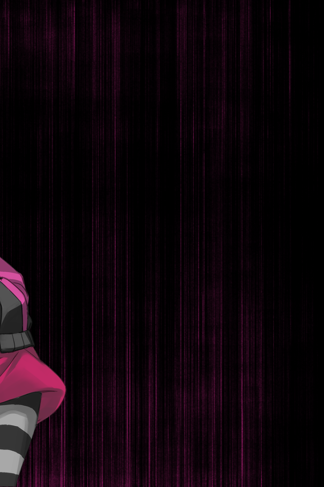 Девушка аниме на розово черном фоне