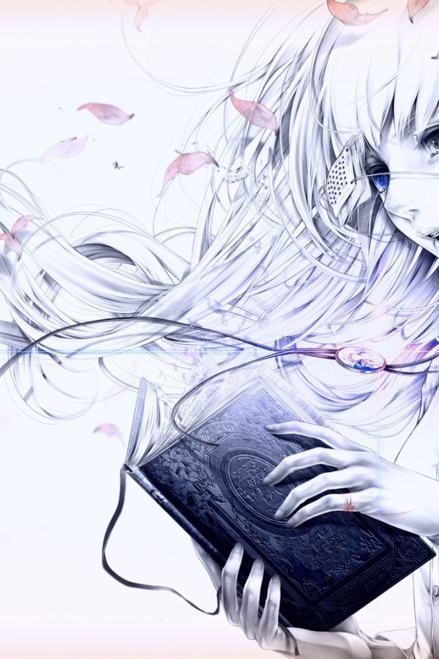 Anime girl reading a black book Desktop wallpapers 1280x720