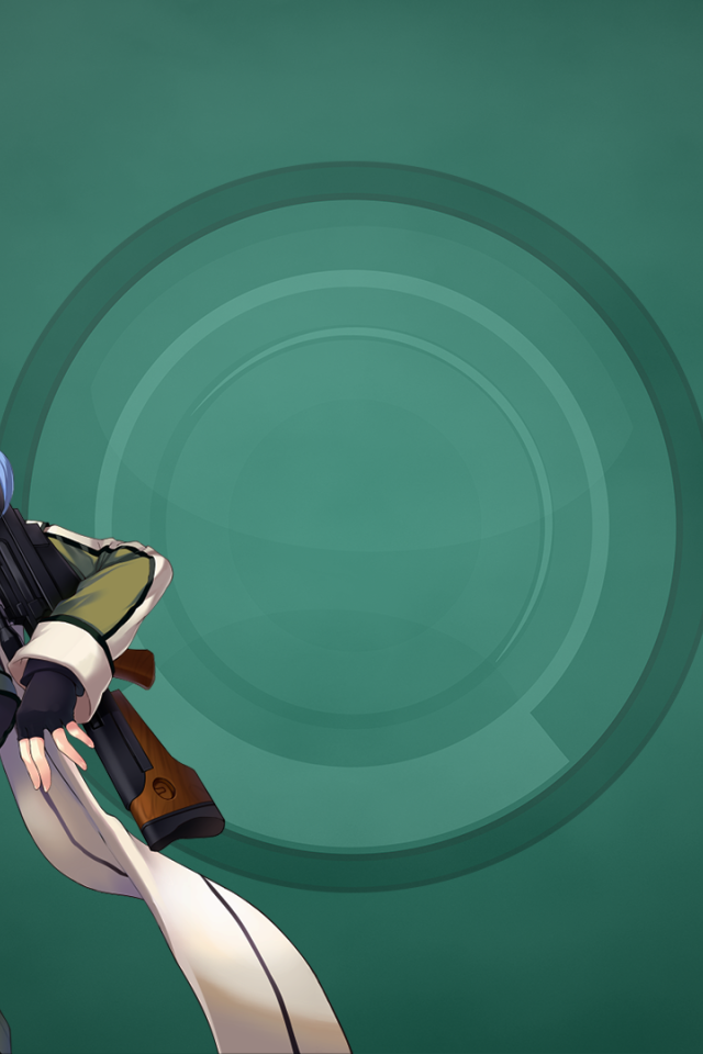 Девушка воин аниме на зеленом фоне