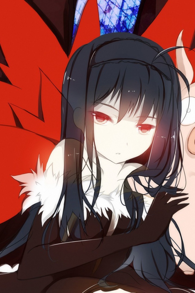 Девушка аниме с поросенком