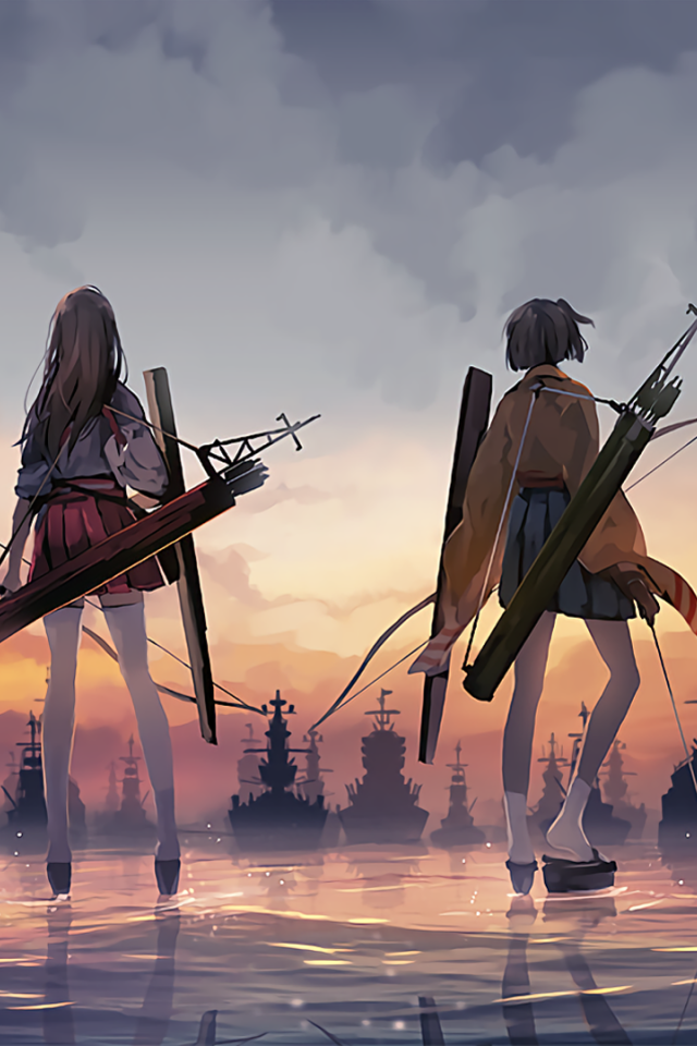 Девушки аниме с луками против вражеского флота
