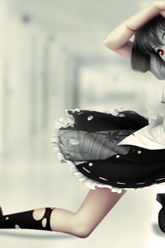 Аниме девушка с красными глазами и фотоаппаратом