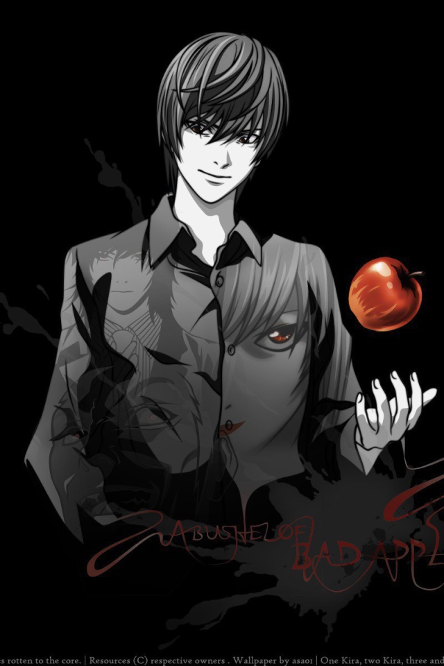Яблоко над рукой парня из аниме Тетрадь смерти