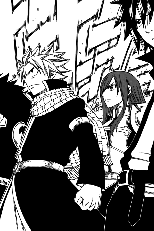 Черно белый рисунок аниме Сказка о хвосте феи