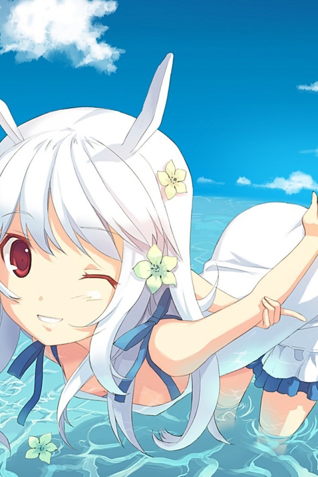 Блондинка в море в аниме DJ Max