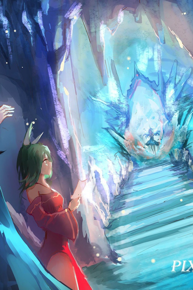 Голубой фентези мир аниме Pixiv Fantasia