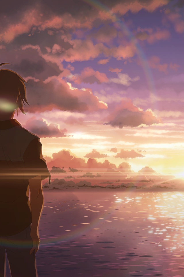 Парень и девушка смотрят на закат в аниме DJ Max