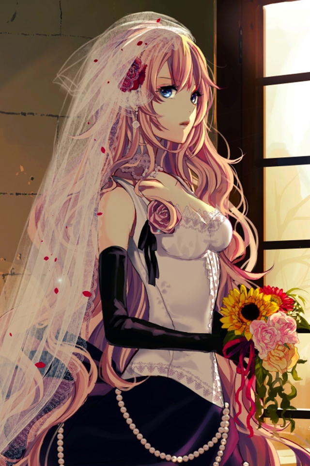 Невеста в аниме смотрит в окно