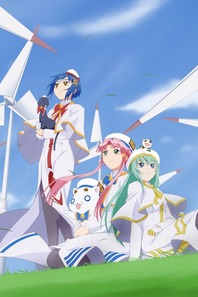 Персонажи аниме Ангельские ритмы среди ветряков