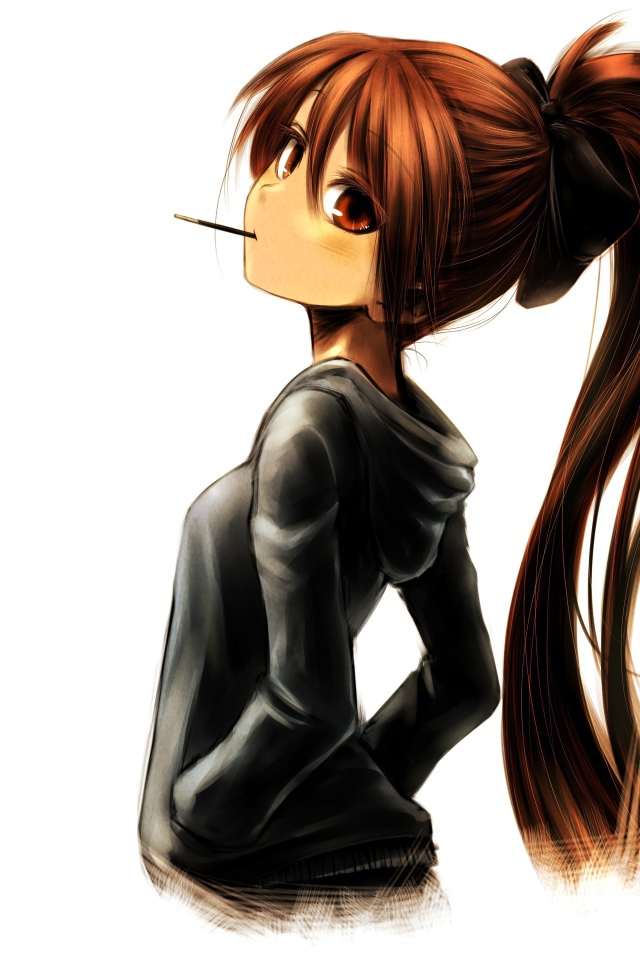 Сигарета во рту девушки из аниме Девочка-волшебница Мадока