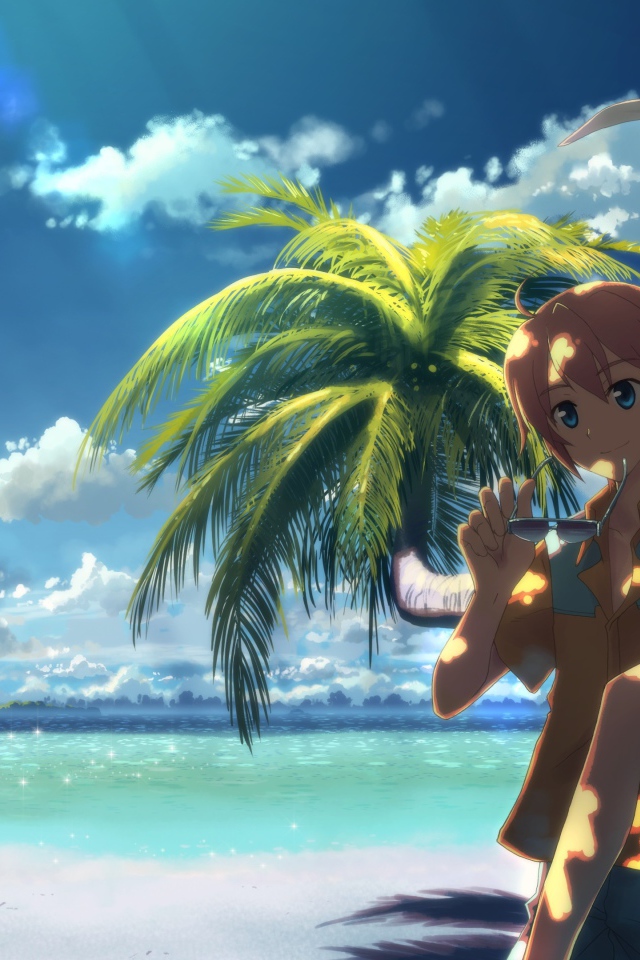 Пара на пляже в аниме DJ Max