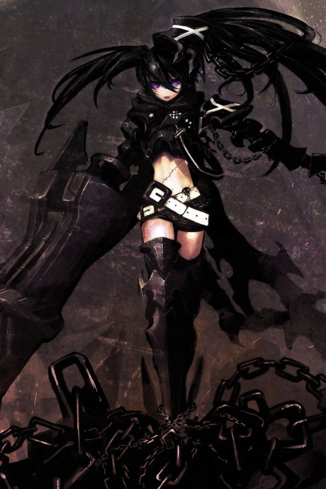Темноволосая героиня аниме Black Rock Shooter