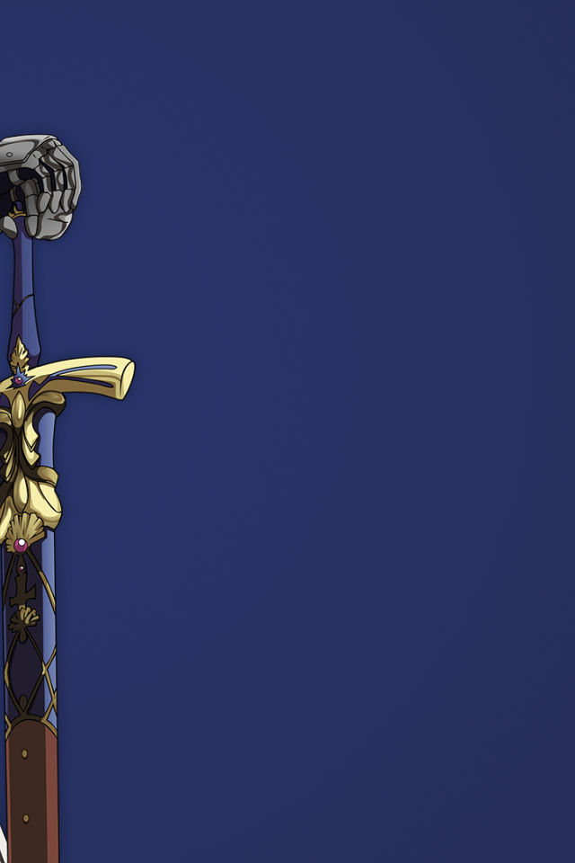 Экскалибур в руке девушки аниме Ночь прибытия