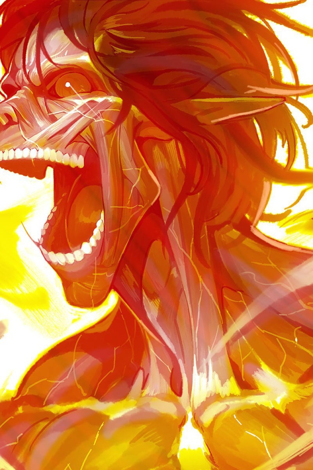 Огненный персонаж аниме Shingeki no Kyojin