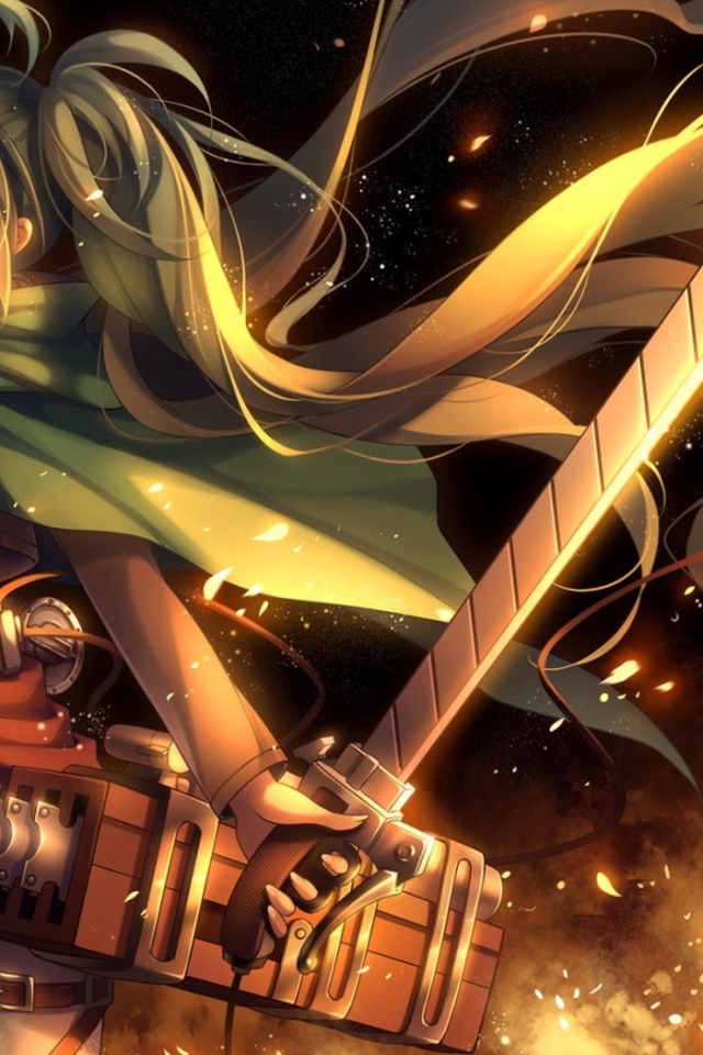 Огненный воин девушка из аниме Атака Титанов