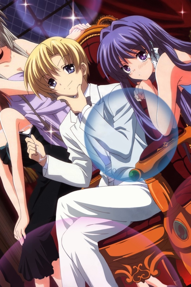 Друзья в кафе в аниме Кланнад