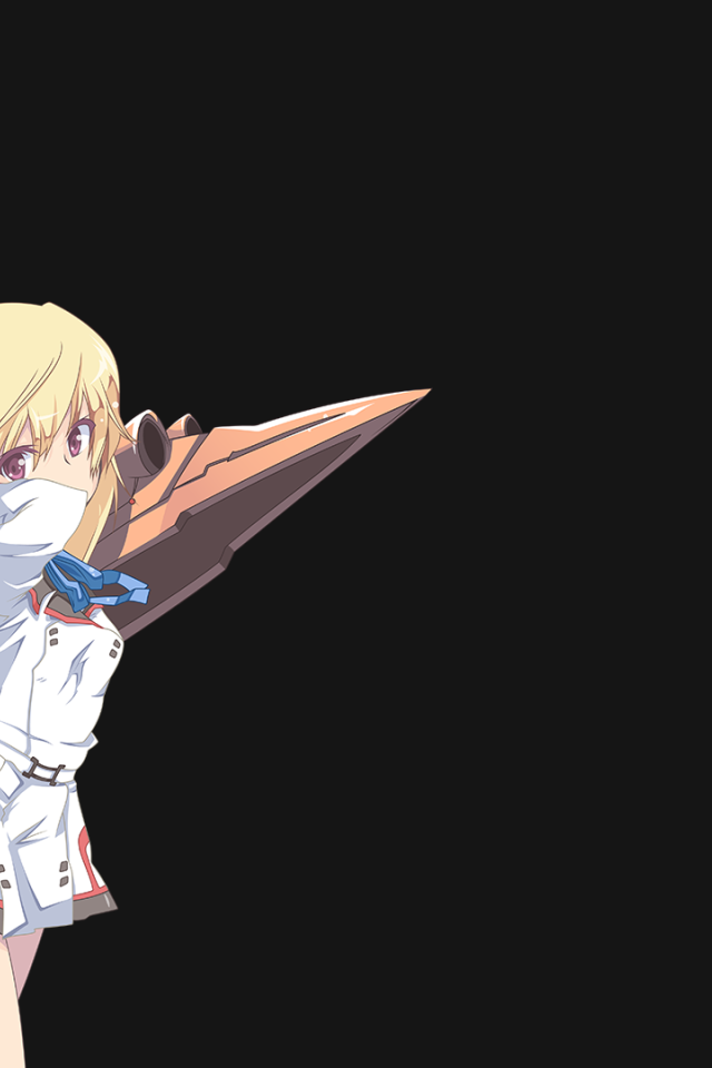 Девушка из аниме Необъятные Небеса на черном фоне