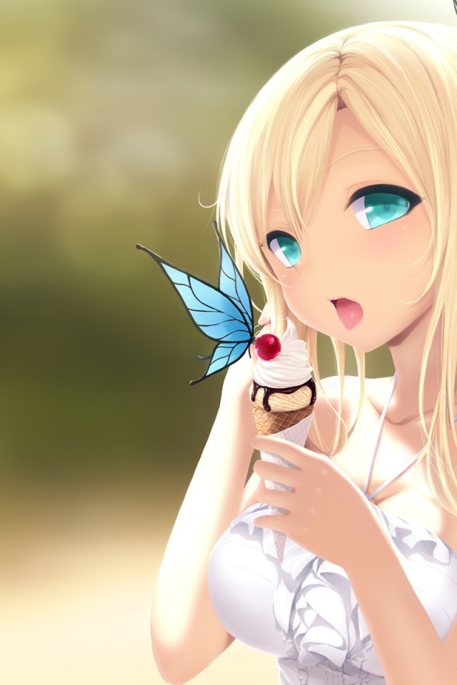 Девочка ест мороженое в аниме Boku wa Tomodachi ga Sukunai