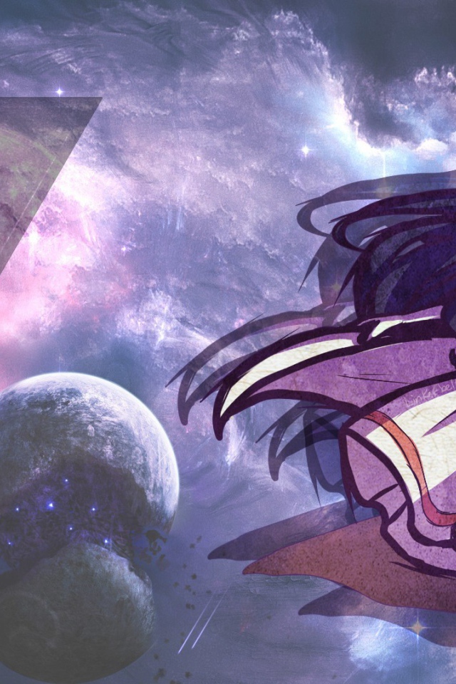 Девушка на фоне звезд в аниме Легенда Зельды