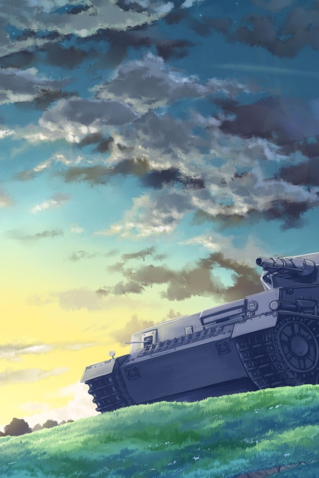 Девушка на броне в аниме Танкистки